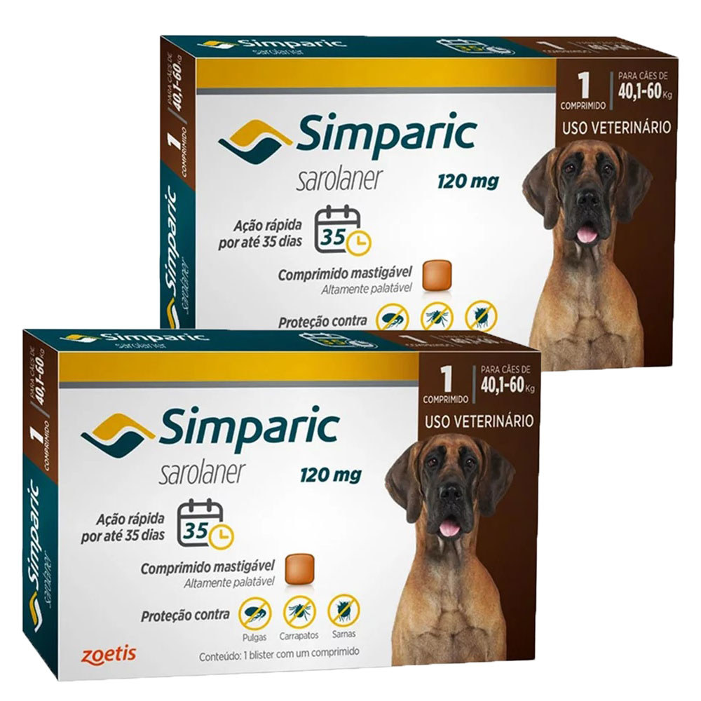Kit 2 Simparic Antipulgas e Carrapatos Cães 40,1 A 60kg em Oferta na Shopee