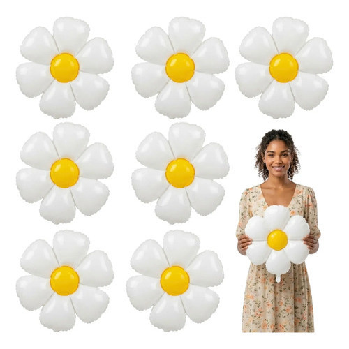 Kit Balão Margarida Flor Branca Decoração Festa Jardim Centro de Mesa 30cm em Oferta na Shopee