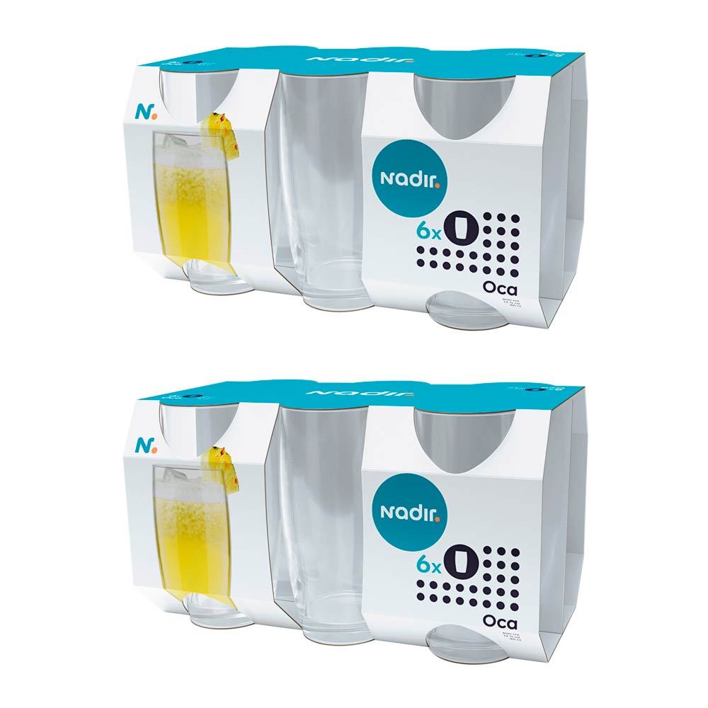 Kit 12 Copos Nadir Oca Long Drink de Vidro Liso 300ml
