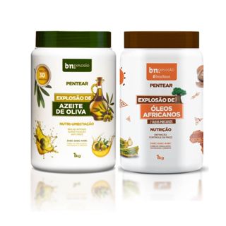 Kit Creme De Pentear Cachos Óleos Africanos 1kg + Creme Pentear Azeite De Oliva 1kg em Oferta na Shopee