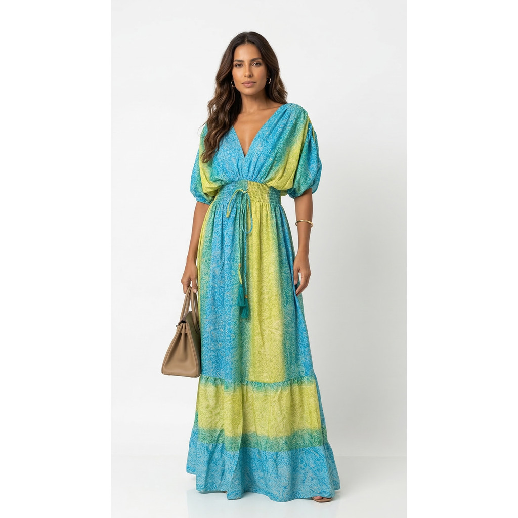 Vestido Longo de Seda Tons Brasil-LDR-60