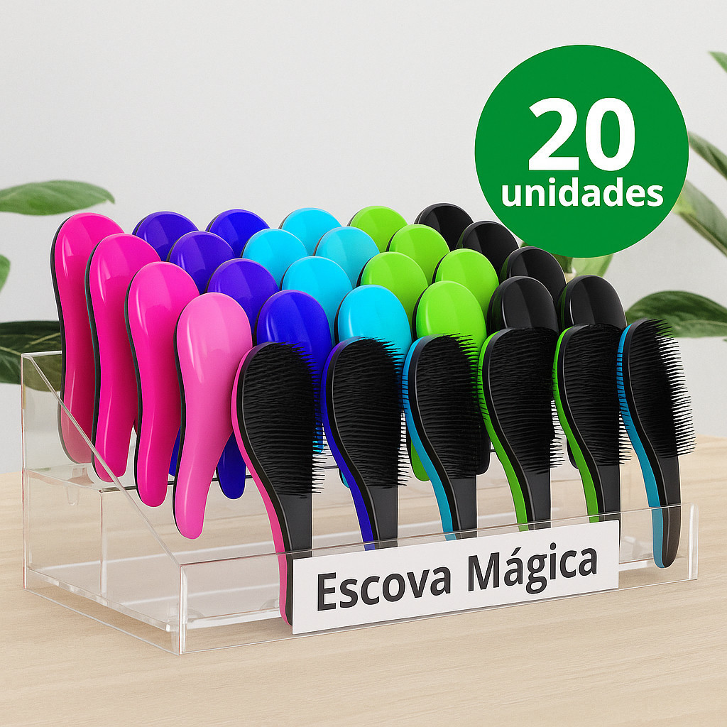 Kit 20 Escovas Mágicas Anti Frizz Desembaraçadora – Cores Sortidas ou Escolha a Cor