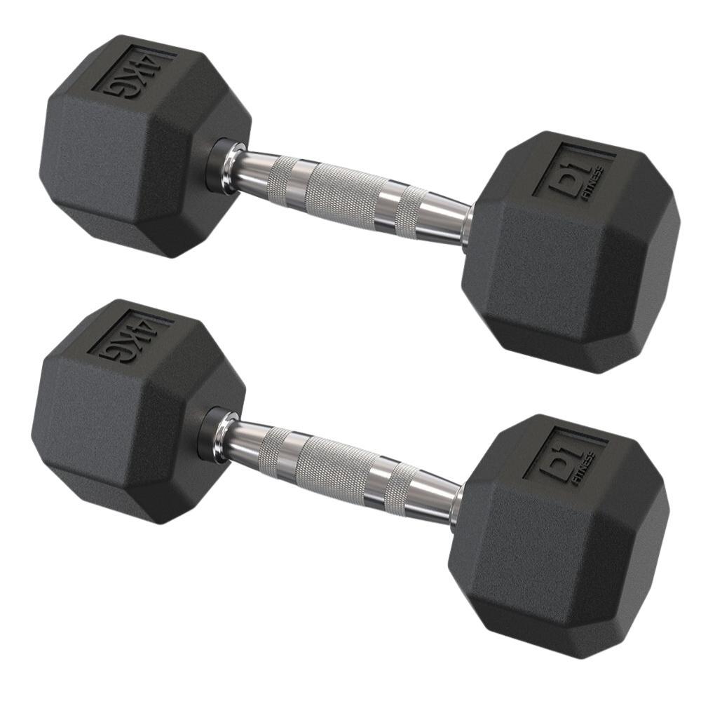 Par Halter Dumbbell Sextavado Emborrachado 4kg Musculação Treino Profissional
