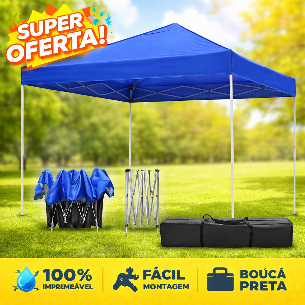 Tenda Gazebo 3x3 Articulado sanfonada Barraca Camping praia bolsa transporte