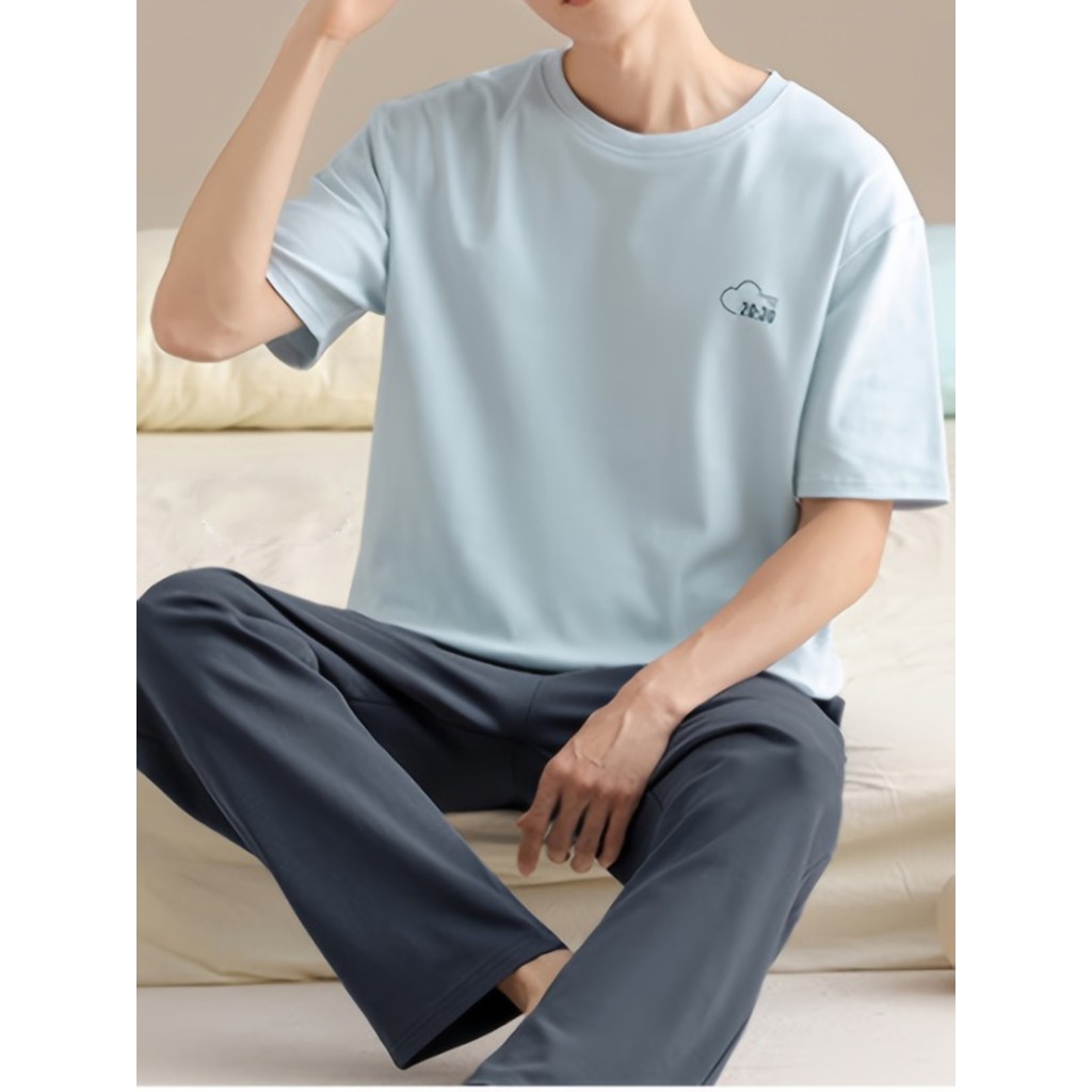 Imagem Meninos legal calças de manga curta Loungewear terno solto confortável exterior Wearable dois @-