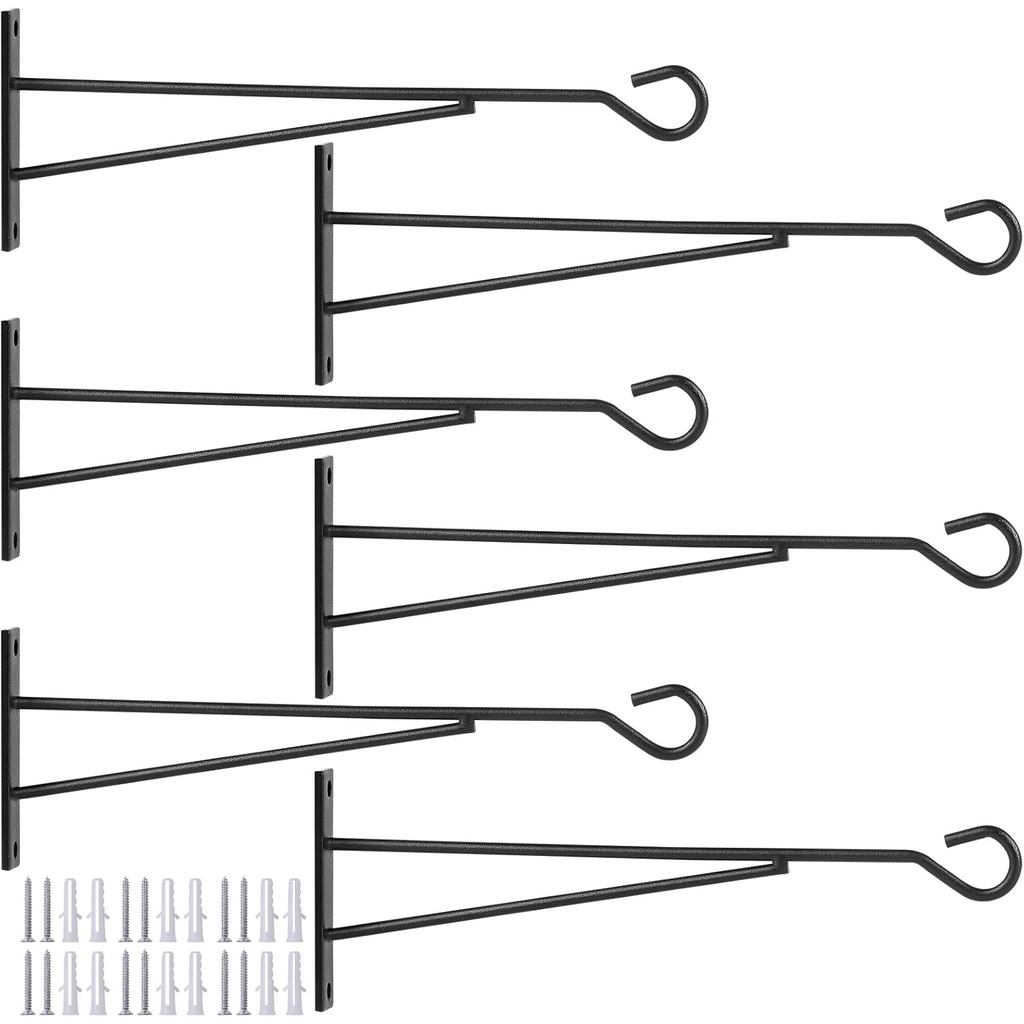 Suportes para Plantas de 8" (Pacote com 6), Ganchos de Metal para Plantas para Cestas, Flores, Vasos, Comedouros, Lanter