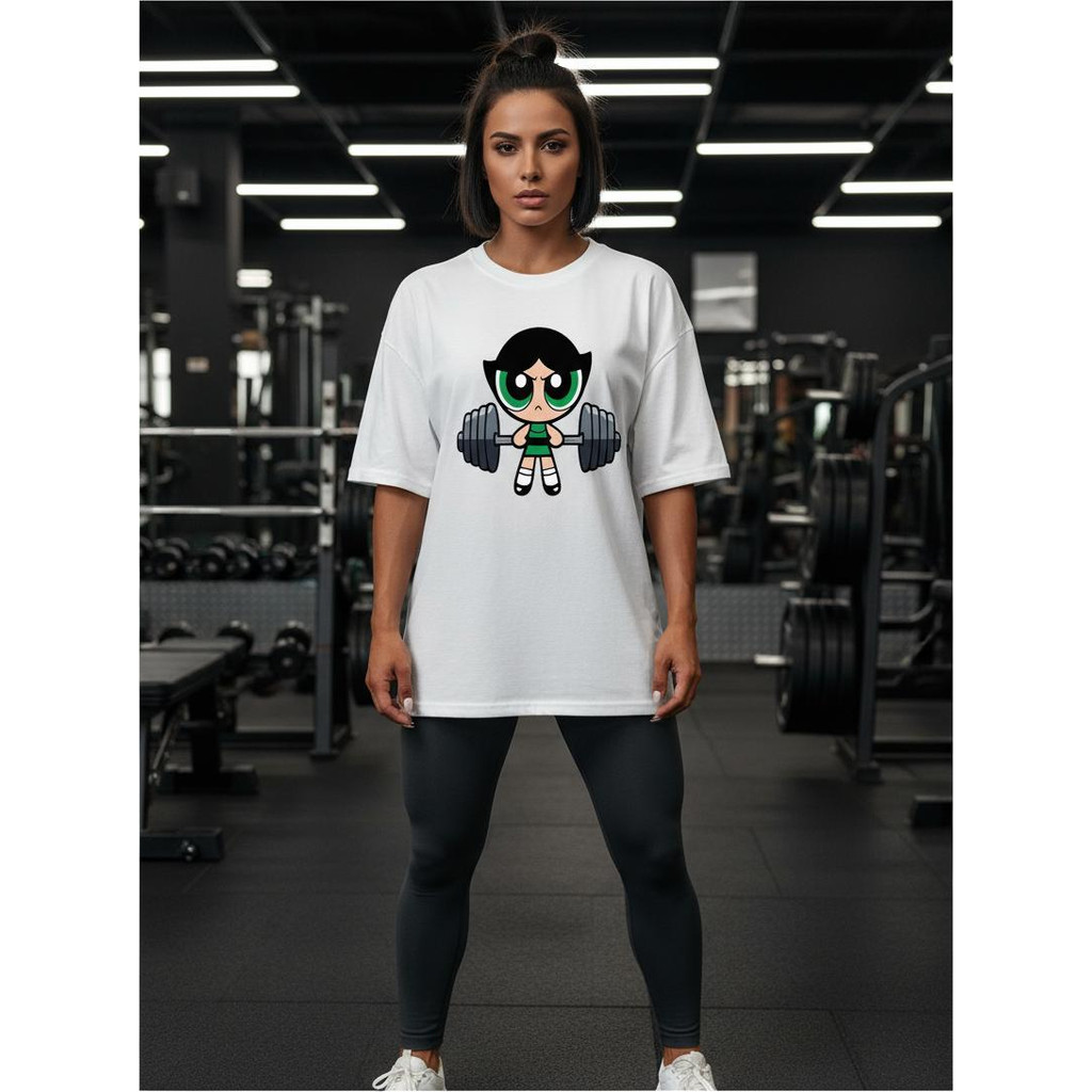 Camiseta Estampada Plus Size de 100% Algodão Estampa Divertida da Menina Super Poderosa | Para Todos os Tamanhos