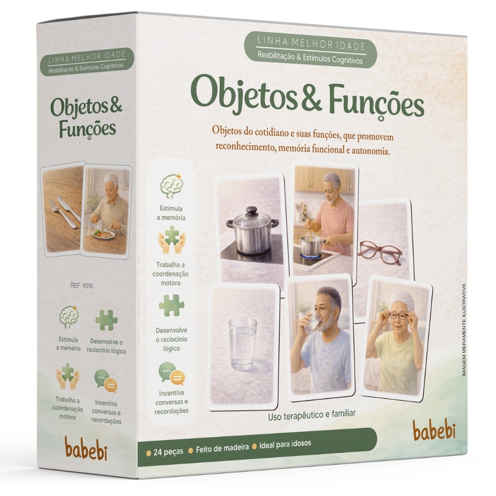 JOGO OBJETOS E FUNÇÕES MADEIRA BABEBI RACIOCÍNIO LÓGICO IDOSOS COORDENAÇÃO MOTORA MEMÓRIA TERAPÊUTICO em Oferta na Shopee