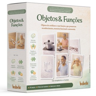 JOGO OBJETOS E FUNÇÕES MADEIRA BABEBI RACIOCÍNIO LÓGICO IDOSOS COORDENAÇÃO MOTORA MEMÓRIA TERAPÊUTICO em Oferta na Shopee