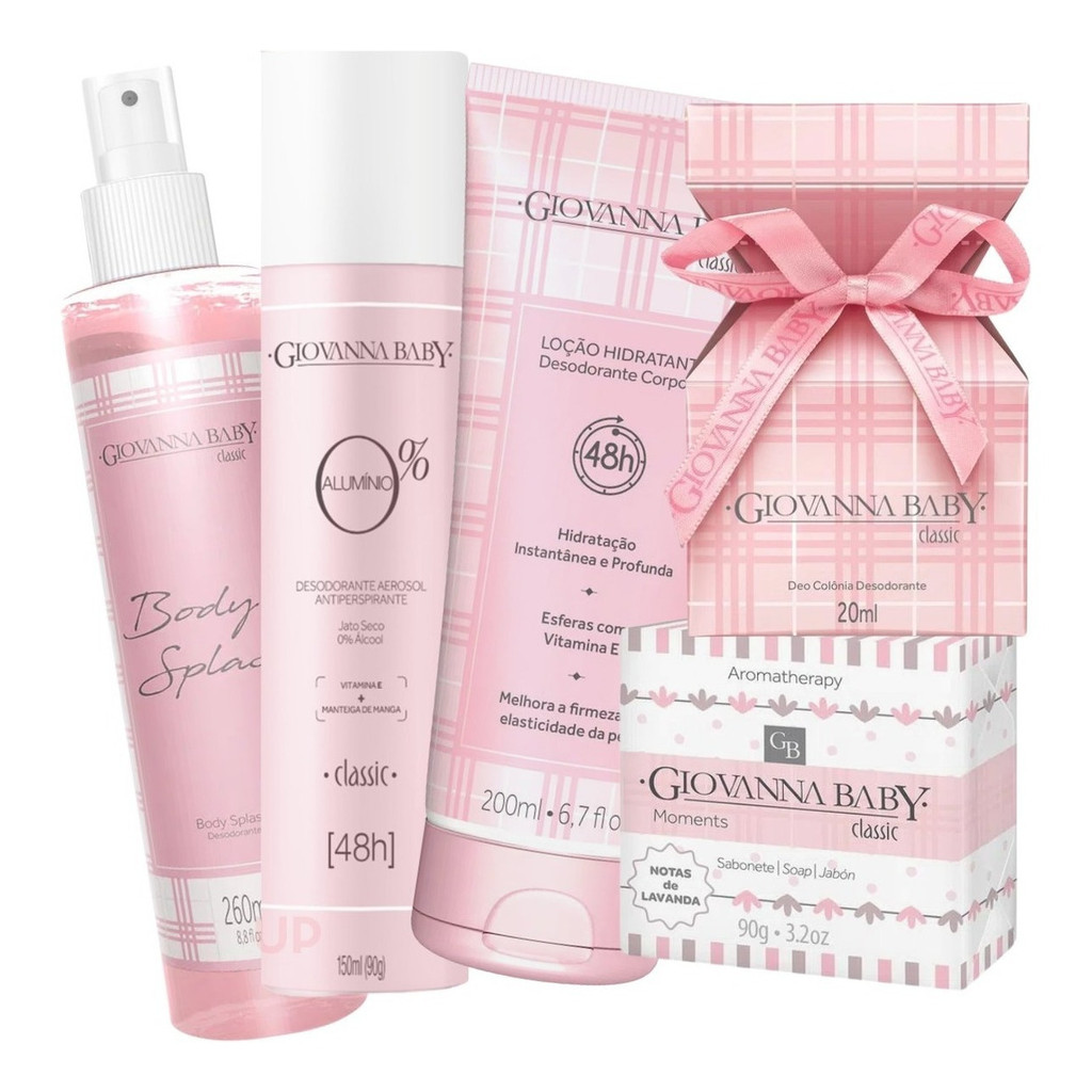 Giovanna Baby Classic Body Splash, Deo Colonia, Desodorante Aerosol 0% Alumínio, Loção Hidratante E Sabonete