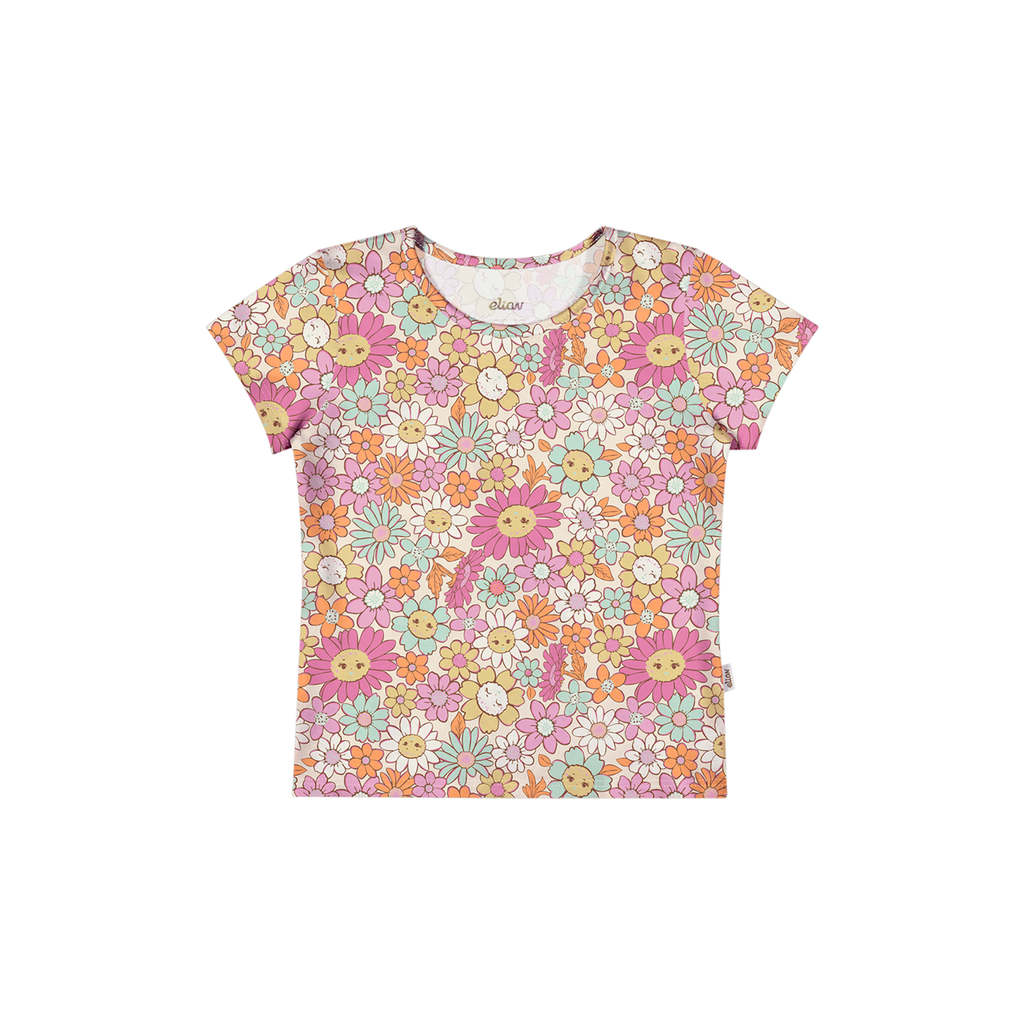 Blusa Infantil Menina Curta Estampada Elian Bege