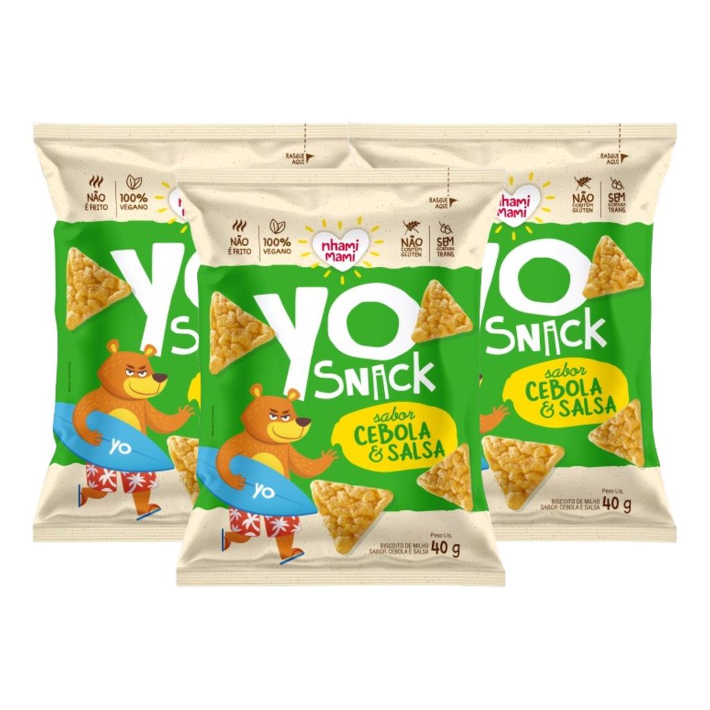 Kit Yo Snack Infantil Cebola E Salsa Vegano - Nhami Mami 3 Unidades 40g