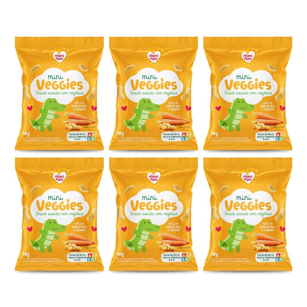 Kit Snack Infantil Sem Glúten Grão de Bico e Cenoura Mini Veggies Nhami Mami - 6 Unidades 18g