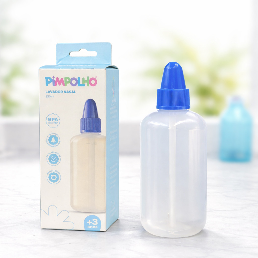 Lavador Nasal Infantil 250ml Higiene Nasal Bebê e Criança Jato Suave Seguro BPA Free
