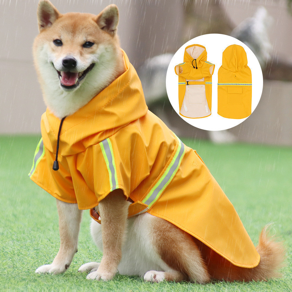 Capa De Chuva Para Cachorro Grande , À Prova D'água , Estilo Corgi , Roupas , Reflexiva De Vento , Com Capuz