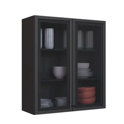 Armario Aereo Cozinha 80 Cm Diamante 2 Portas com Vidro Chumbo - Indékes