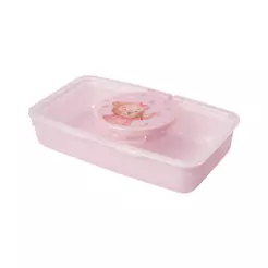 Porta Lenço Umedecido Ursa Rosa Vedação Borracha Viagem Passeio Bebê Plasútil