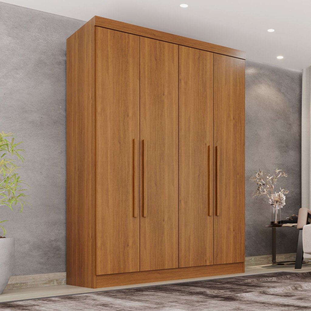 Guarda-roupa Casal 4 Portas 2 Gavetas França Cinamomo em Oferta na Shopee