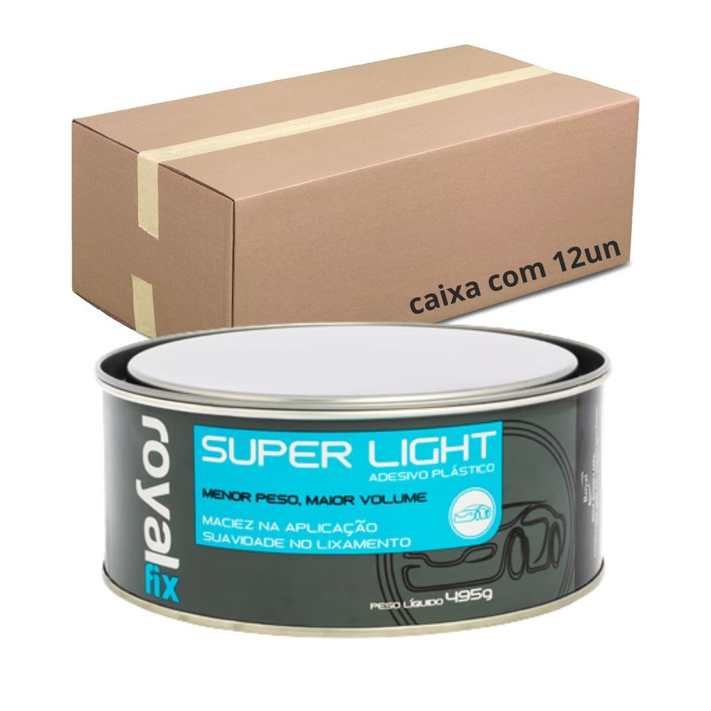 Massa Plástica Adesivo Super Light 495g Royal Fix Caixa 12un