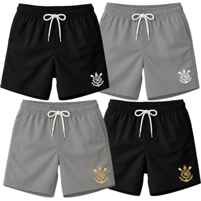 SHORT TACTEL ELASTANO CORINTHIANS TORCEDOR TORCIDA BERMUDA MASCULINA 02.