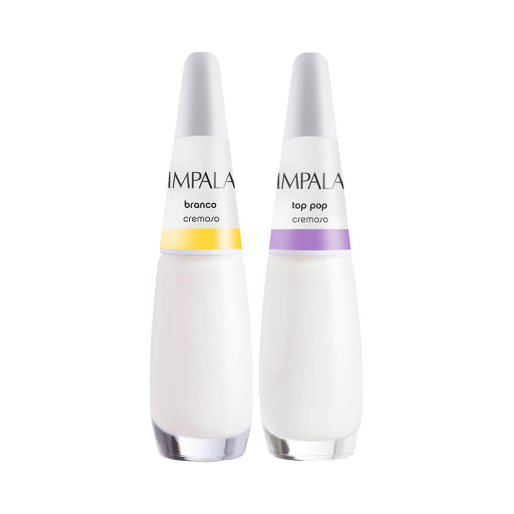 Imagem Kit 2 Esmaltes Impala Francesinha Branco e Transparente Brilho
