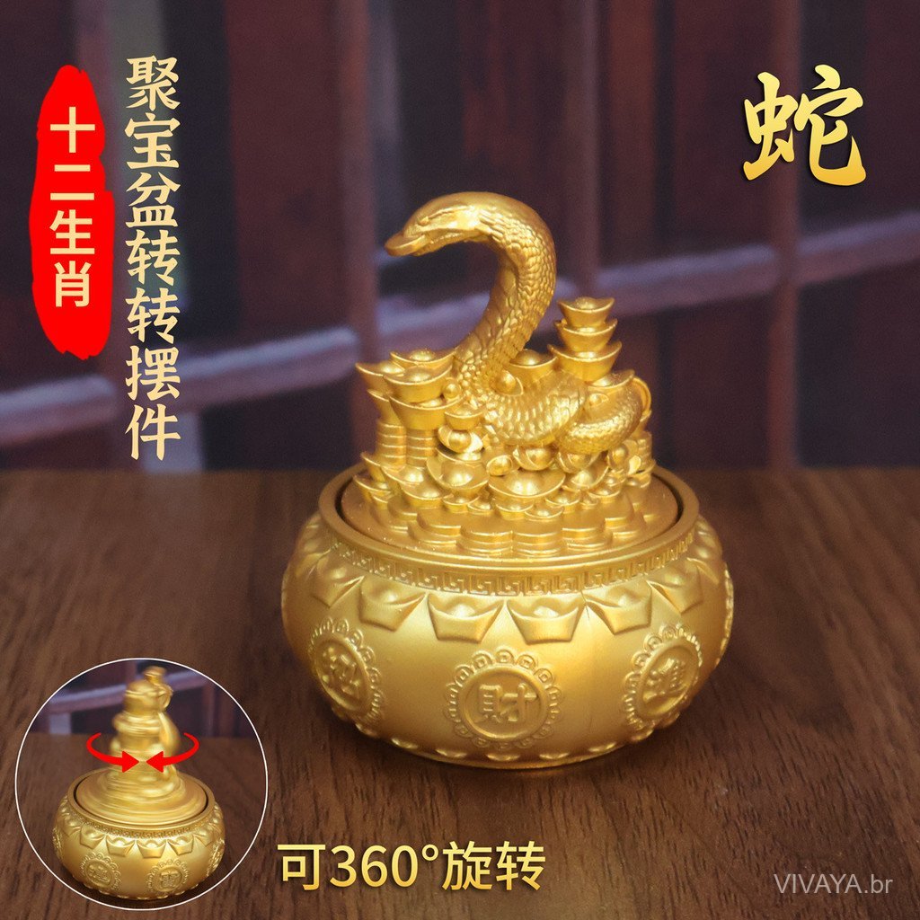 Tigela de Tesouro Figurina do Zodíaco Virando Zhao Gongming Yuanbao Riqueza Ano da Cobra Decoração de Casa Artesanato