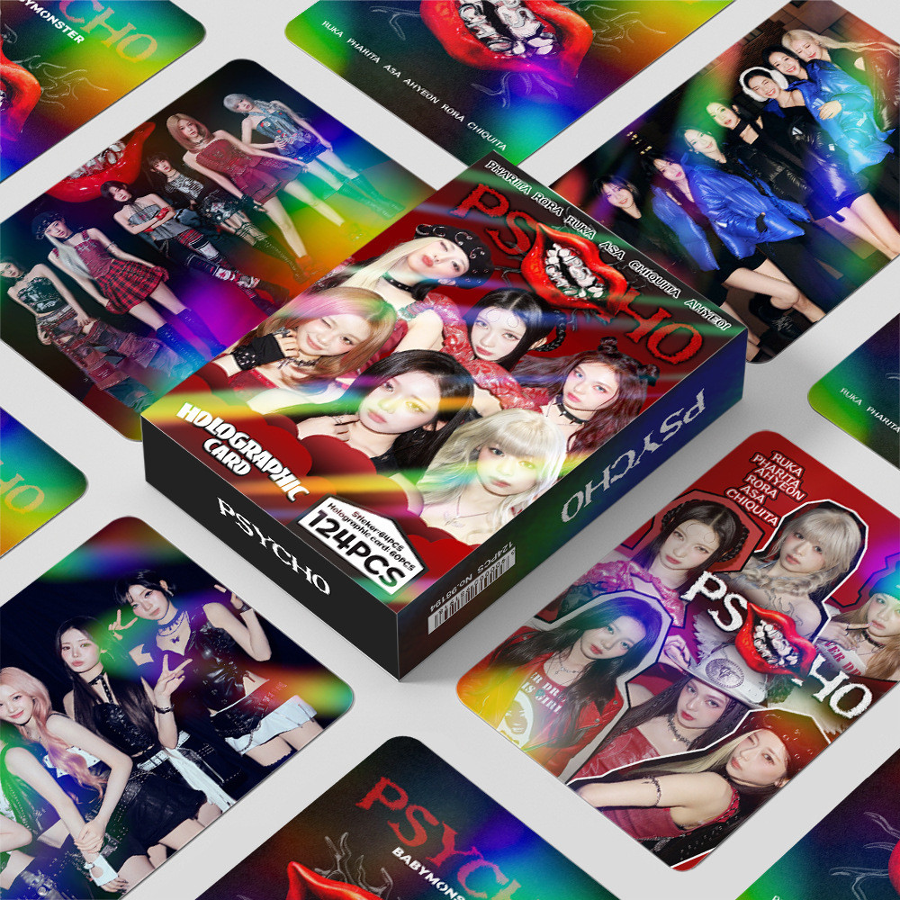 124 Pçs/set Kpop Idol BABYMONSTER PSYCHO Álbum laser lomo Cartões Postais Para Fãs em Oferta na Shopee