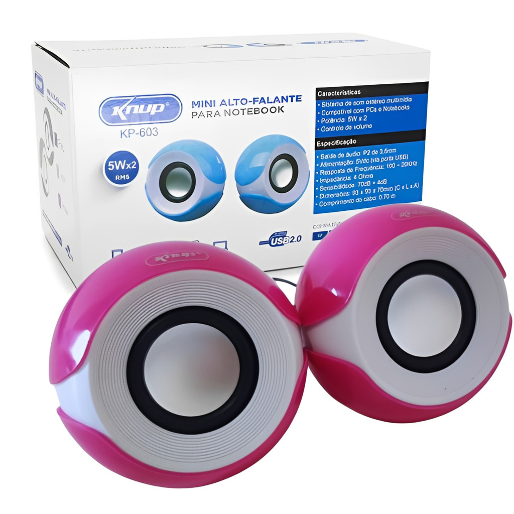 Mini Caixinha de Som Portátil Design Compacto Som Potente USB P2 5W RMS 100Hz~20KHz Pc Gamer IOS