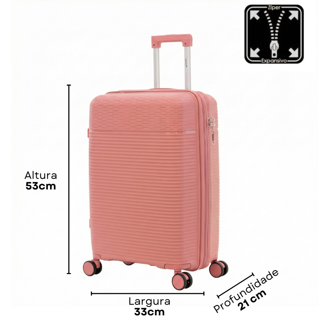 Mala de Viagem Pequena 10kg Expansiva Bordo 360o Polipropileno Cruzeiro 6013