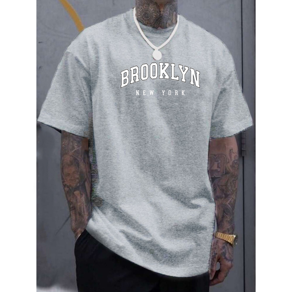Camiseta Camisa Masculina BROOKLYN Bco 100% Algodão Malha 30.1 Estampada Estilosa