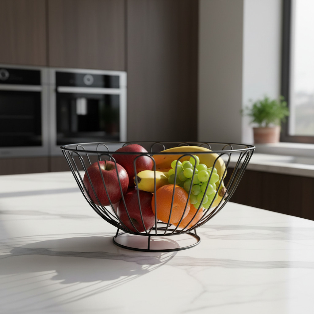 Fruteira Aramada Redonda Organizadora De Bancada PARA FRUTAS E LEGUMES BRANCA PRETA COM PE em Oferta na Shopee