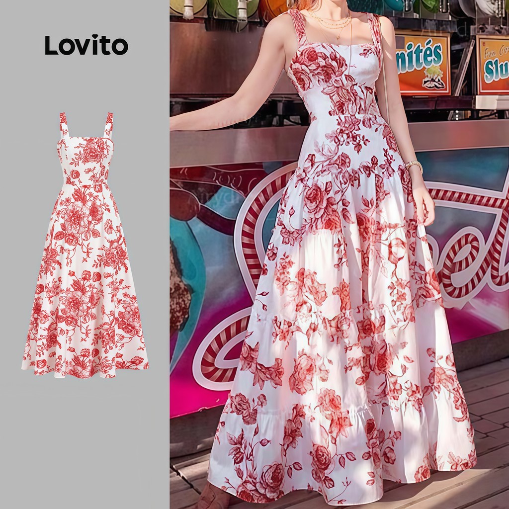 Lovito Vestido Boho Primavera/verão Vestido para Mulheres L164LD180 em Oferta na Shopee