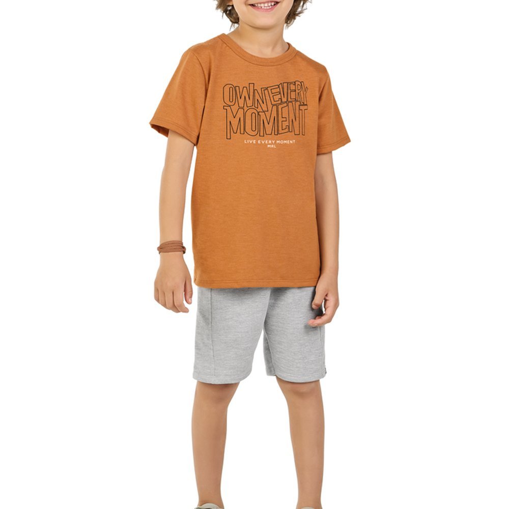 CONJUNTO INFANTIL MENINO CAMISETA EM MEIA MALHA VINTAGE E BERMUDA EM MOLETINHO