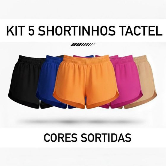 KIT 5 Bermudinhas Tactel Feminina Soltinho e Confortável Ideal P/ Academia Cores 2026