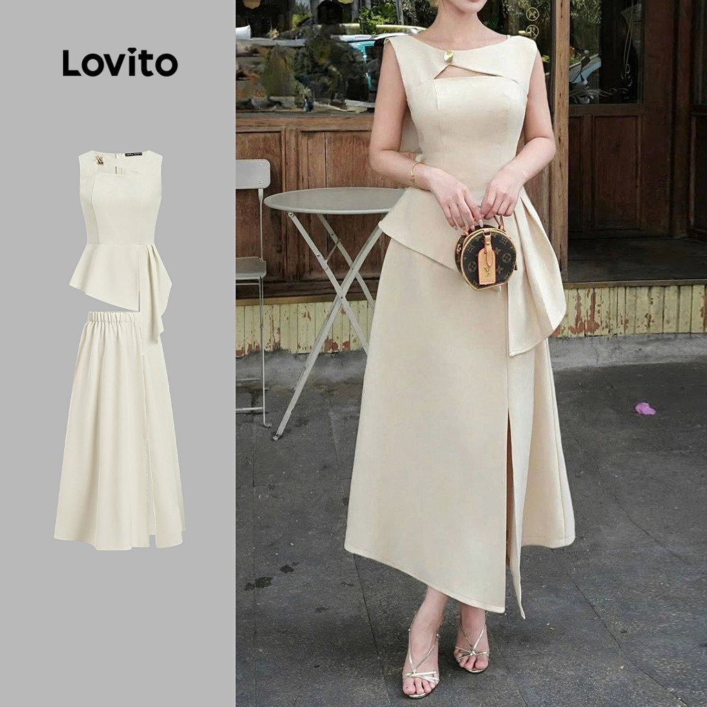 Lovito  Tops ou Bottoms Divisão de Metal Primavera/verão Topo de Damasco para Mulheres L171ED1077 em Oferta na Shopee