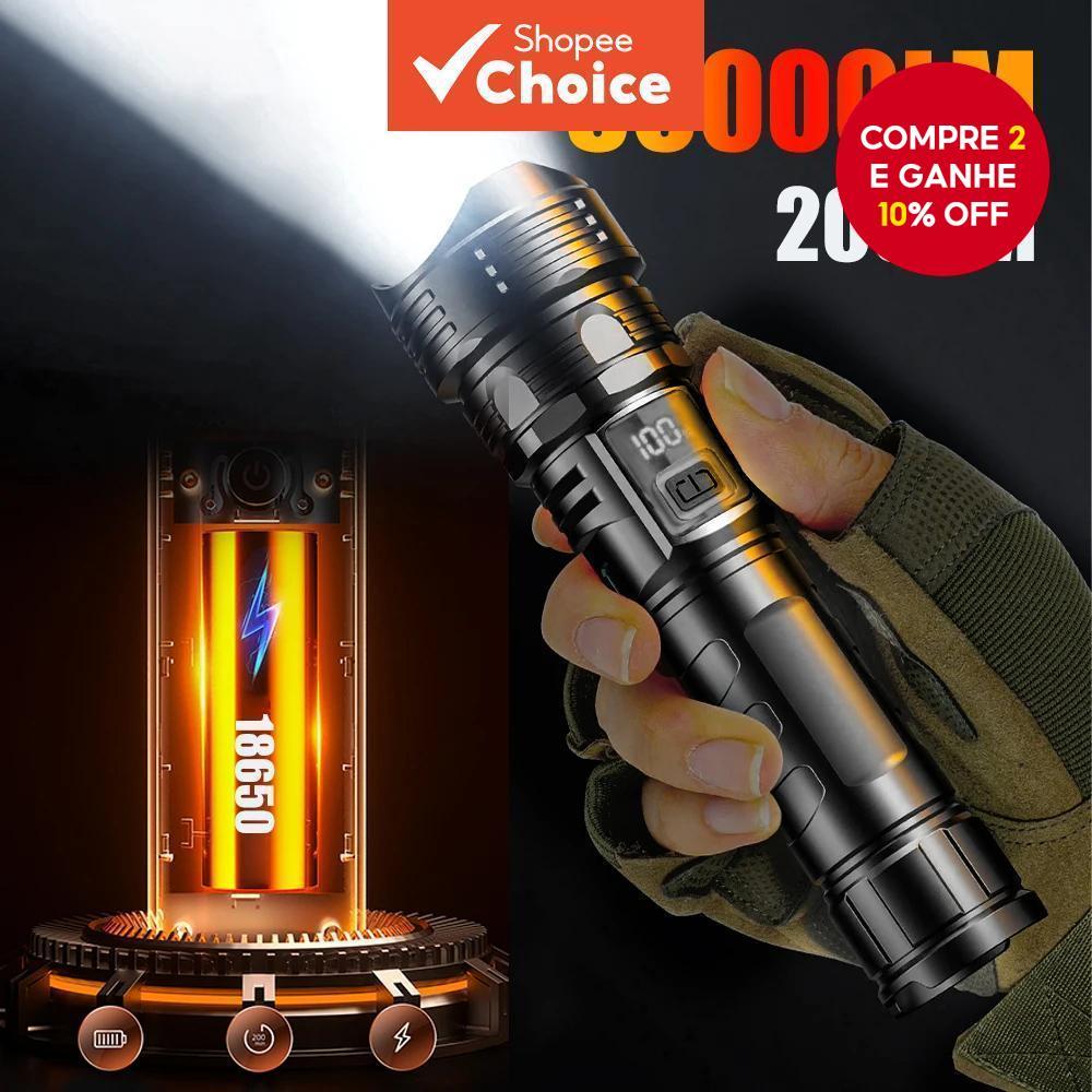 Lanterna LED À Prova D'água De 1 Pacote Com Display De Energia E Foco Telescópico Para Camping Caminhadas em Oferta na Shopee