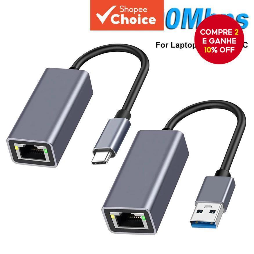  Adaptador USB 3.0 para RJ45 Gigabit Ethernet para MacBook, PC, Windows, USB-C Tipo C