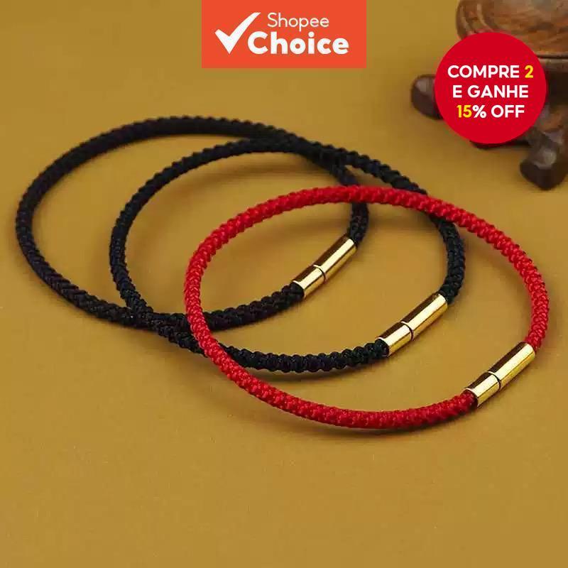 Pulseira De Corda Vermelha Trançada 3mm Para Casais Joias De Presente Da Sorte Em Aço Titânio em Oferta na Shopee