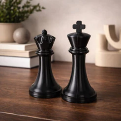 2 Peças Xadrez Drandes Rei Rainha Decoração Luxo 15 Cm
