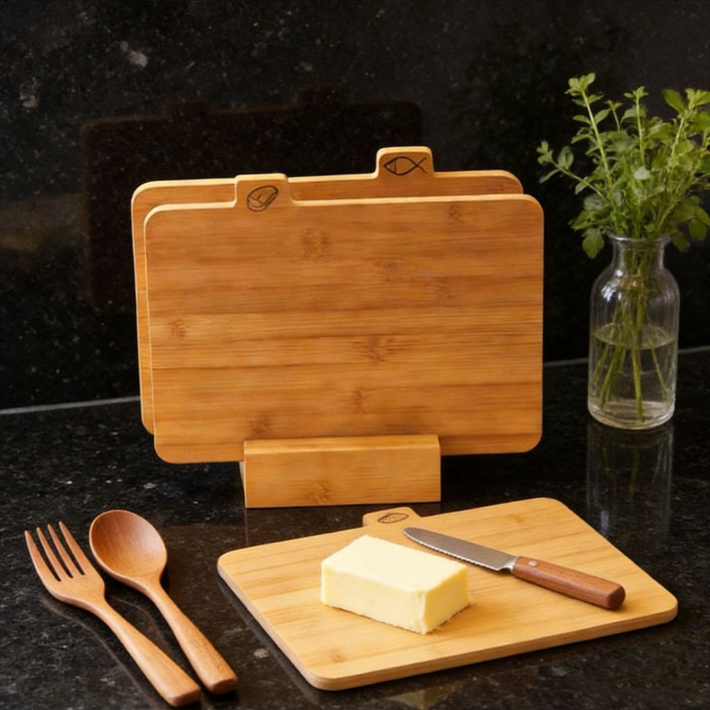 KIT COM 4 TABUAS De Corte RETANGULAR EM BAMBU Com suporte Gourmet Churrasco Legumes fruta Cozinha Petisqueira em Oferta na Shopee