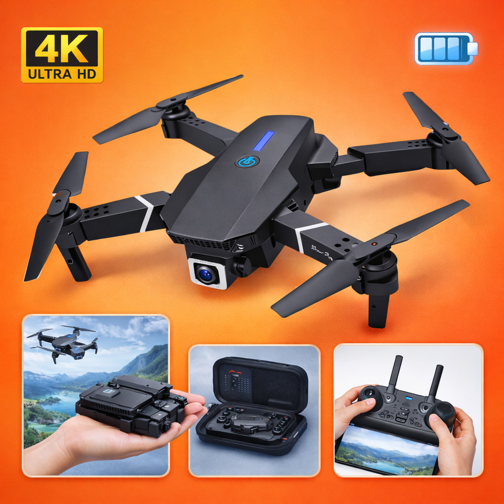 E88 Pro Drone com câmera de alta definição WiFi FPV Quadcóptero RC dobrável 1 bateria
