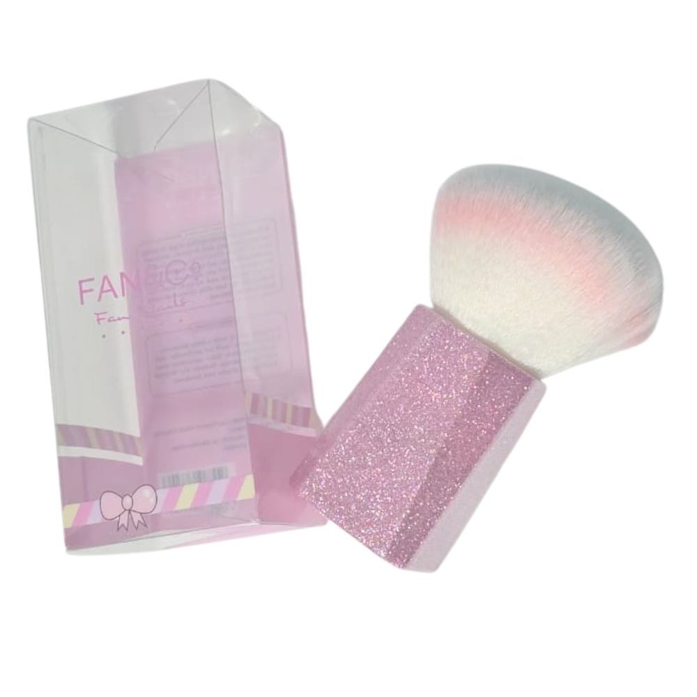 Pincel Pompom Grande Espanador Cabo Glitter - Fan Nails
