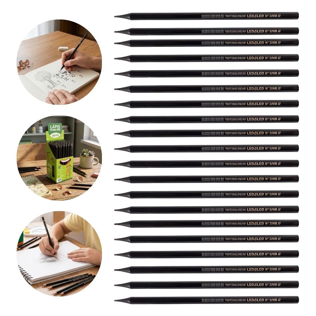 Kit 20 Lápis Preto HB Lápis De Escrever Eco Leo&Leo Sextavado Escolar Desenho Ponta Resistente