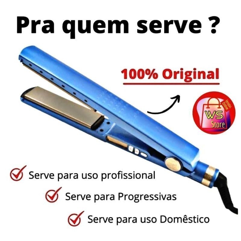 Prancha Chapinha Alisadora Cabelo Progressiva Profissional Nano Titanium Digital Bivolt em Oferta na Shopee