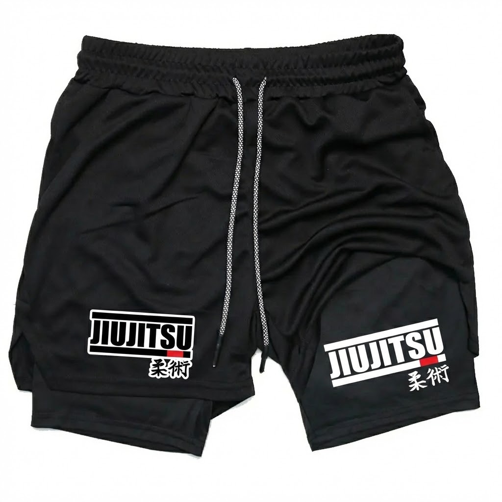 Short de Compressão Masculino Jiu-jitsu Luta Dry Fit 2 em 1
