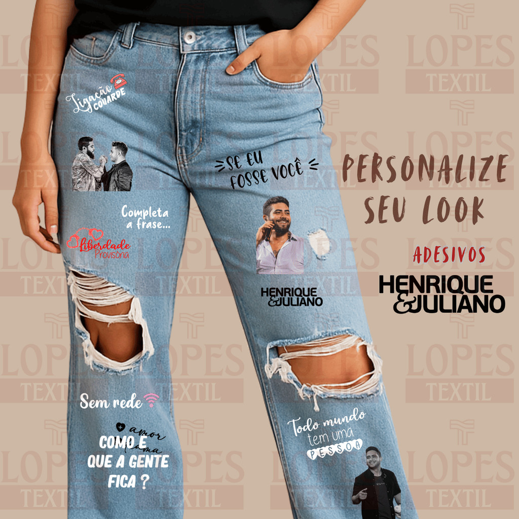Adesivo DTF Henrique e Juliano | Termocolante Calça Jaqueta Camisa Pronto para Estampar
