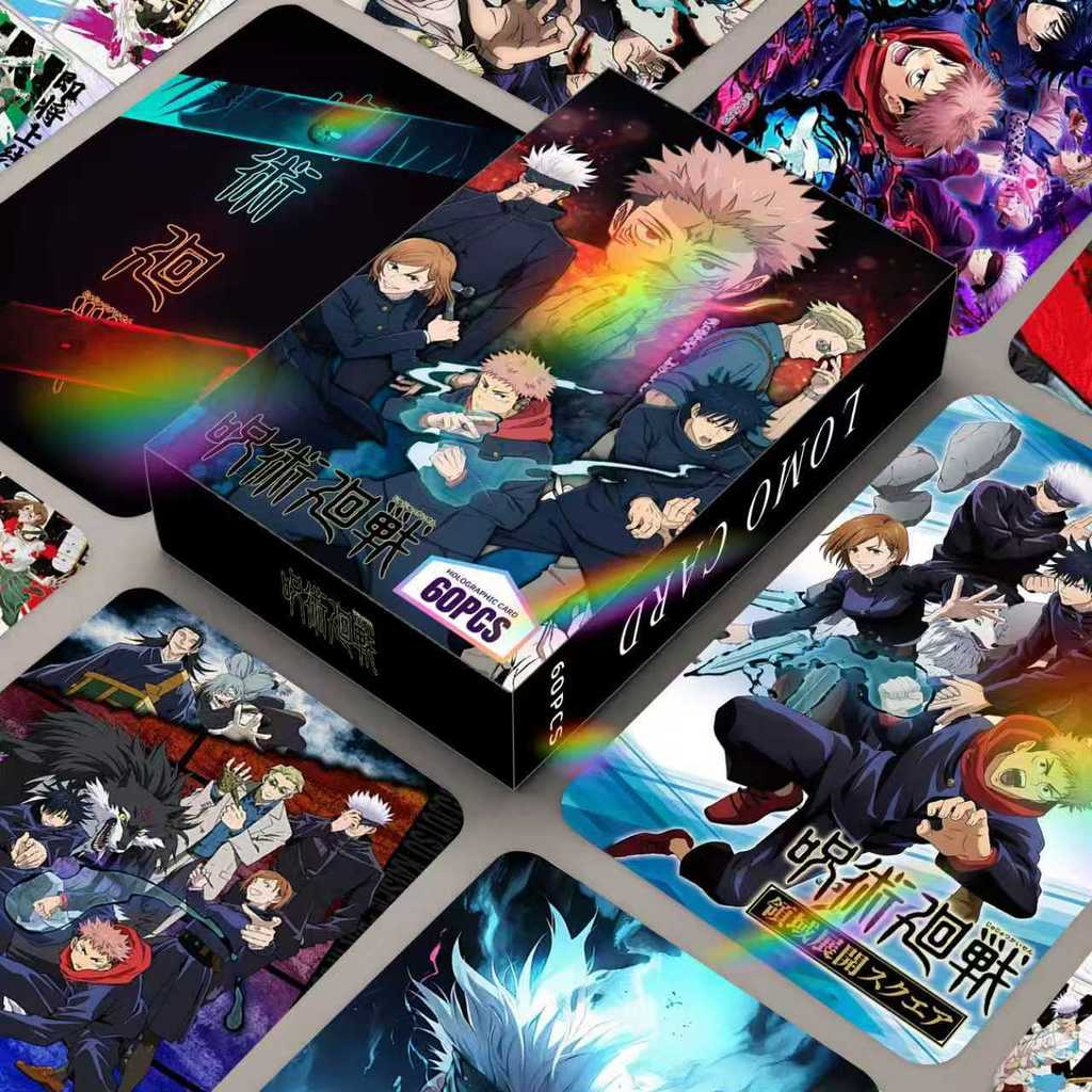 60 Peças Mangá Manhwa Animação Uma Peça Azul Bloqueio Laser Holograma Lomo Cartões Jujutsu Kaisen Genshin Fotográficos H