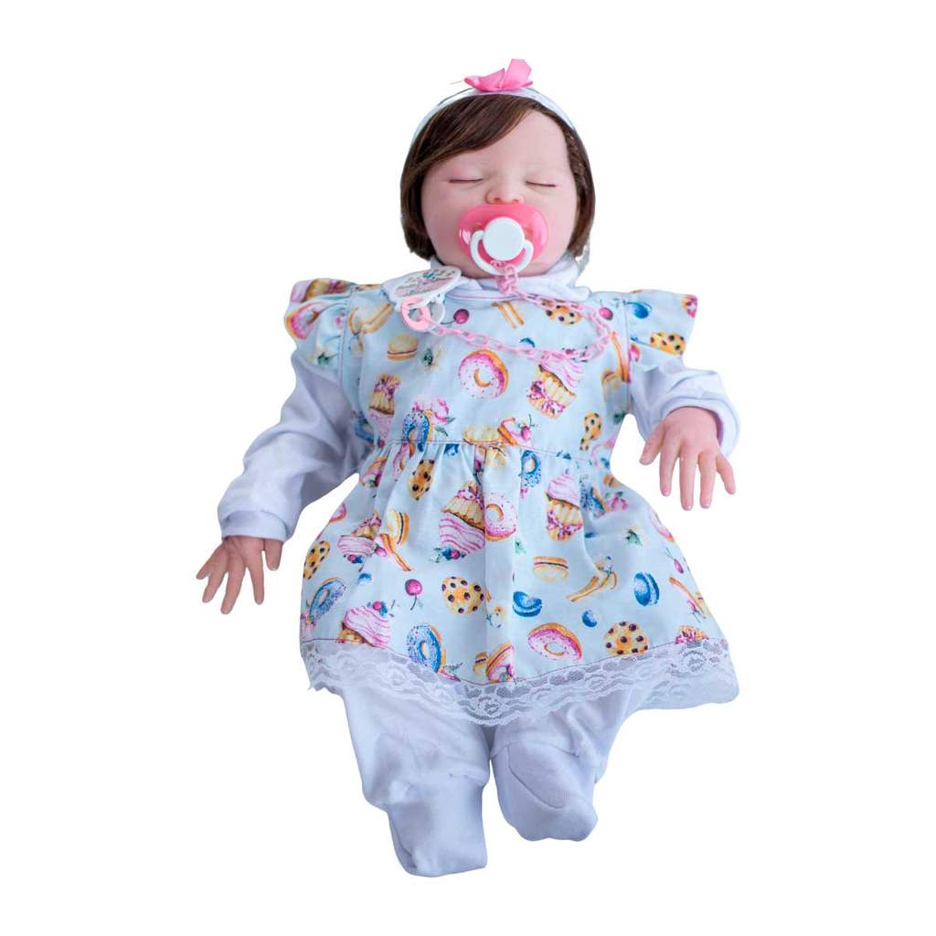 Bebê Reborn Realista Laura Cabelo Fio A Fio Corpinho Tecido