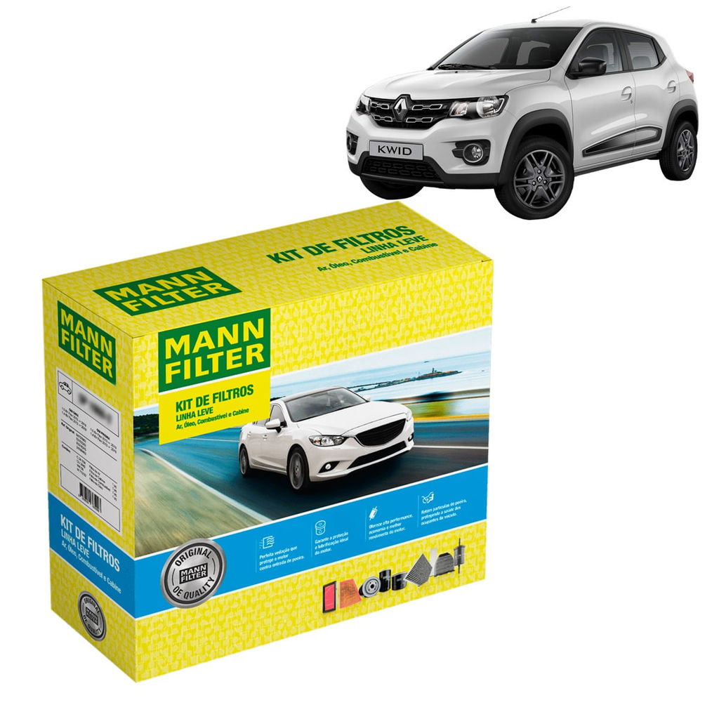 Kit de Filtros Mann Filter Renault Kwid 1.0 12V SCE Flex 2017 até 2023 em Oferta na Shopee