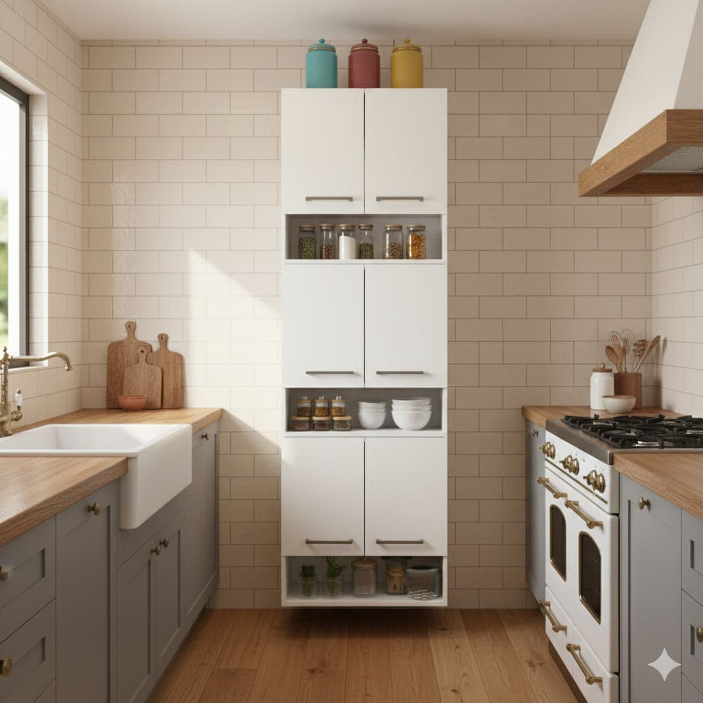 Dispensa de Cozinha Vertical 6 Portas com Prateleiras Internas e Divisórias Organizadoras Moderna em Oferta na Shopee